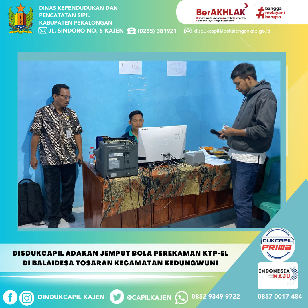 Disdukcapil adakan Jemput Bola Perekaman KTP-el di Balaidesa Tosaran Kecamatan Kedungwuni