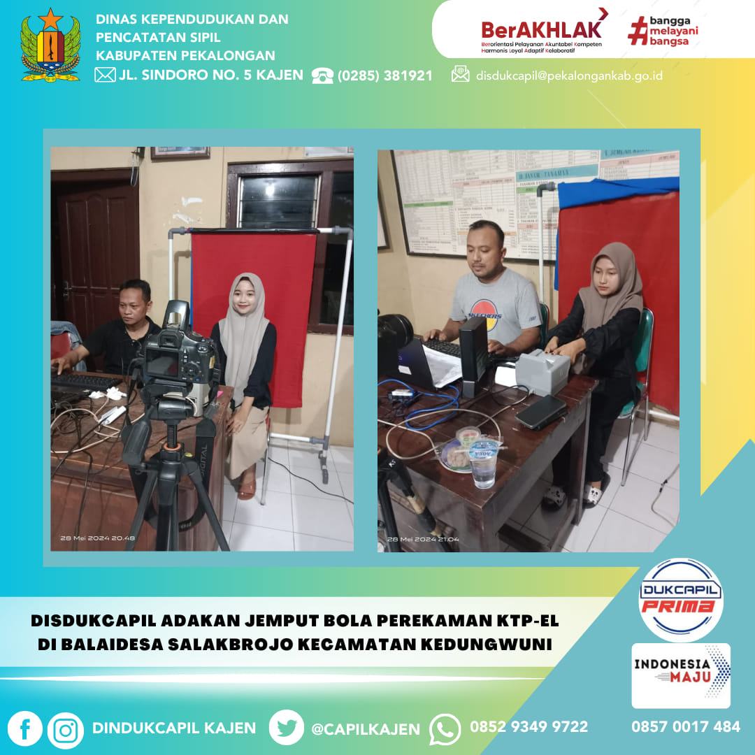 Disdukcapil adakan Jemput Bola Perekaman KTP-el di Balaidesa Salakbrojo Kecamatan Kedungwuni