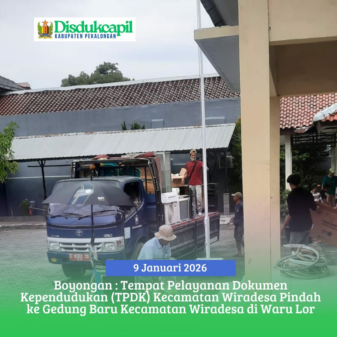 Boyongan : Tempat Pelayanan Dokumen Kependudukan (TPDK) Kecamatan Wiradesa Pindah ke Gedung Baru Kecamatan Wiradesa di Waru Lor
