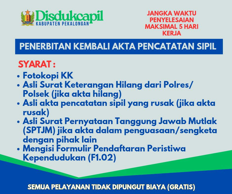 PENERBITAN KEMBALI AKTA PENCATATAN SIPIL