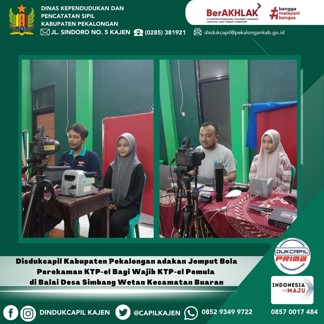 Disdukcapil Kabupaten Pekalongan adakan Sosialisasi dan Jemput Bola Perekaman KTP-el di Balai Desa Simbang Wetan Kecamatan Buaran