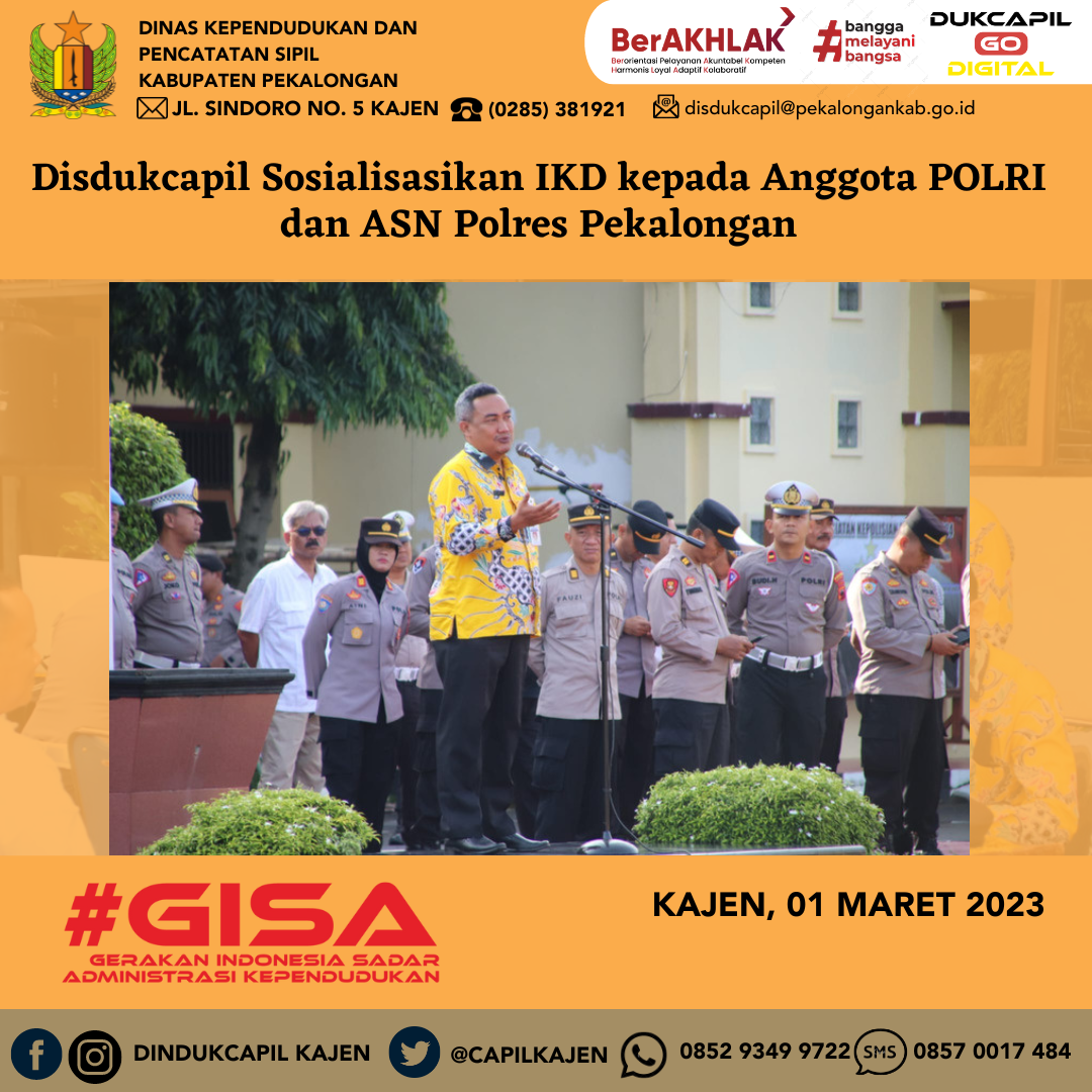 Disdukcapil Sosialisasikan IKD kepada Anggota Polri dan ASN Polres Pekalongan
