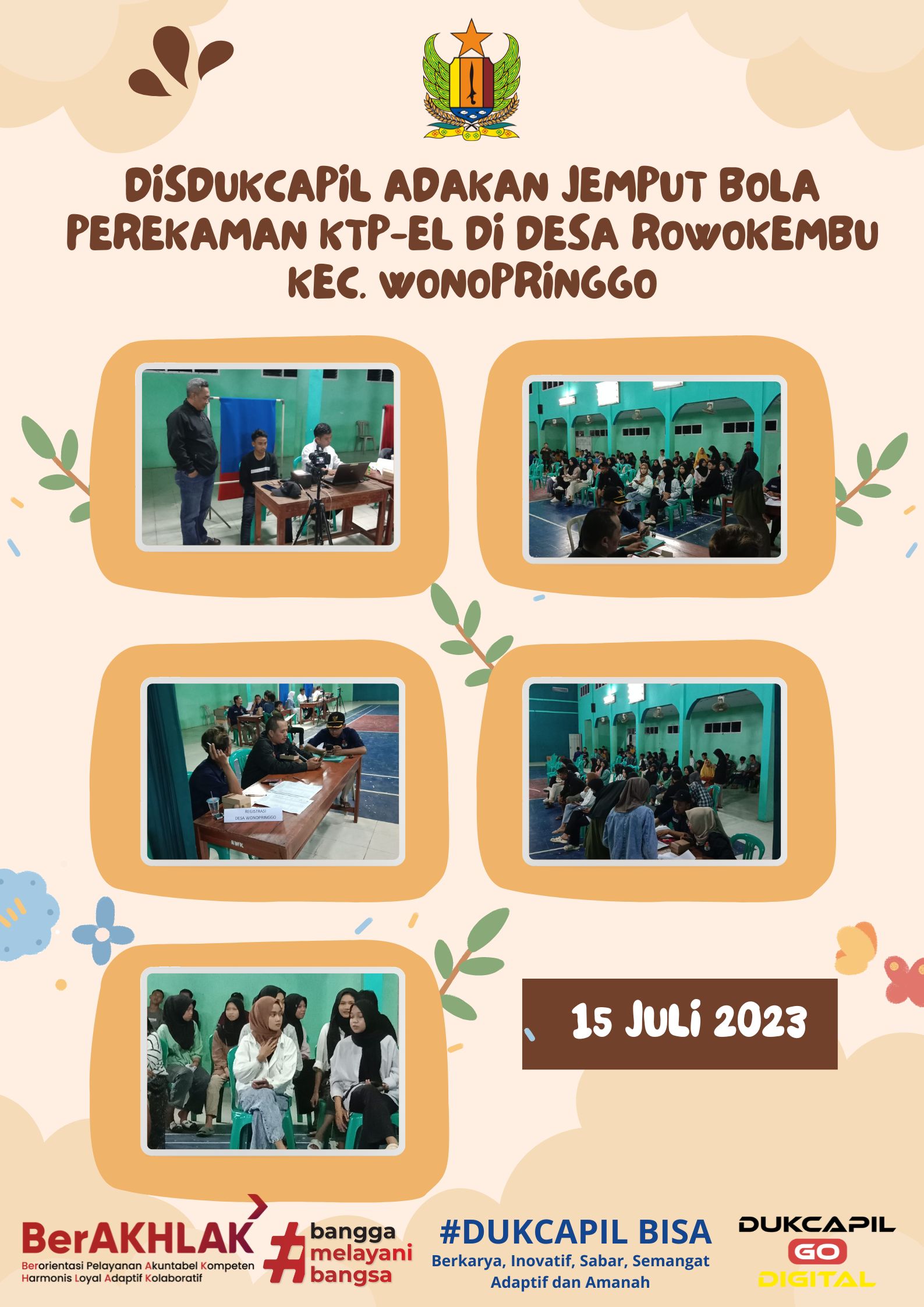 Disdukcapil Adakan Jemput Bola Perekaman KTP-el di Desa Rowokembu Kec. Wonopringgo