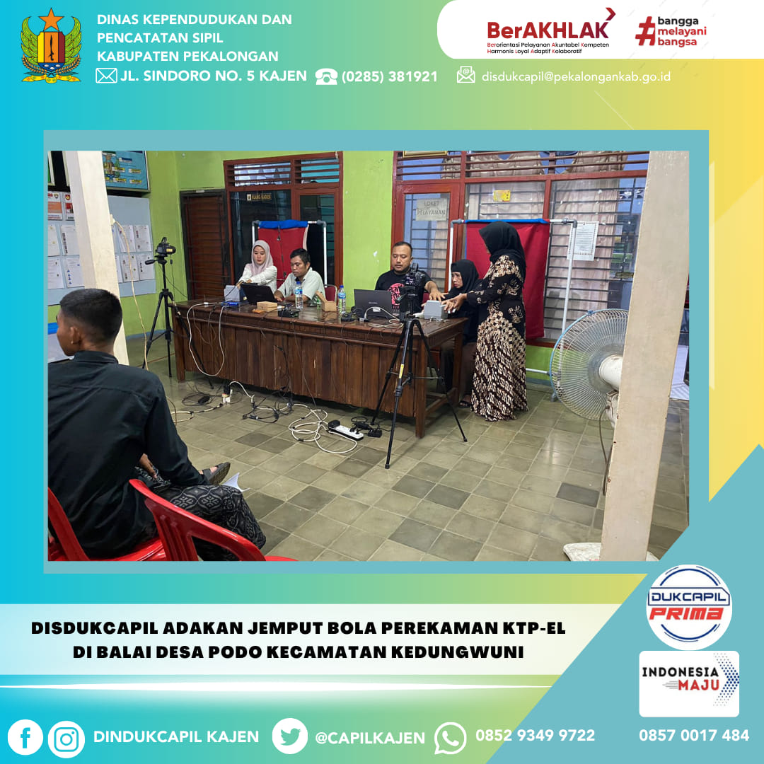 Disdukcapil Adakan Jemput Bola Perekaman KTP-el di Balai Desa Podo Kecamatan Kedungwuni