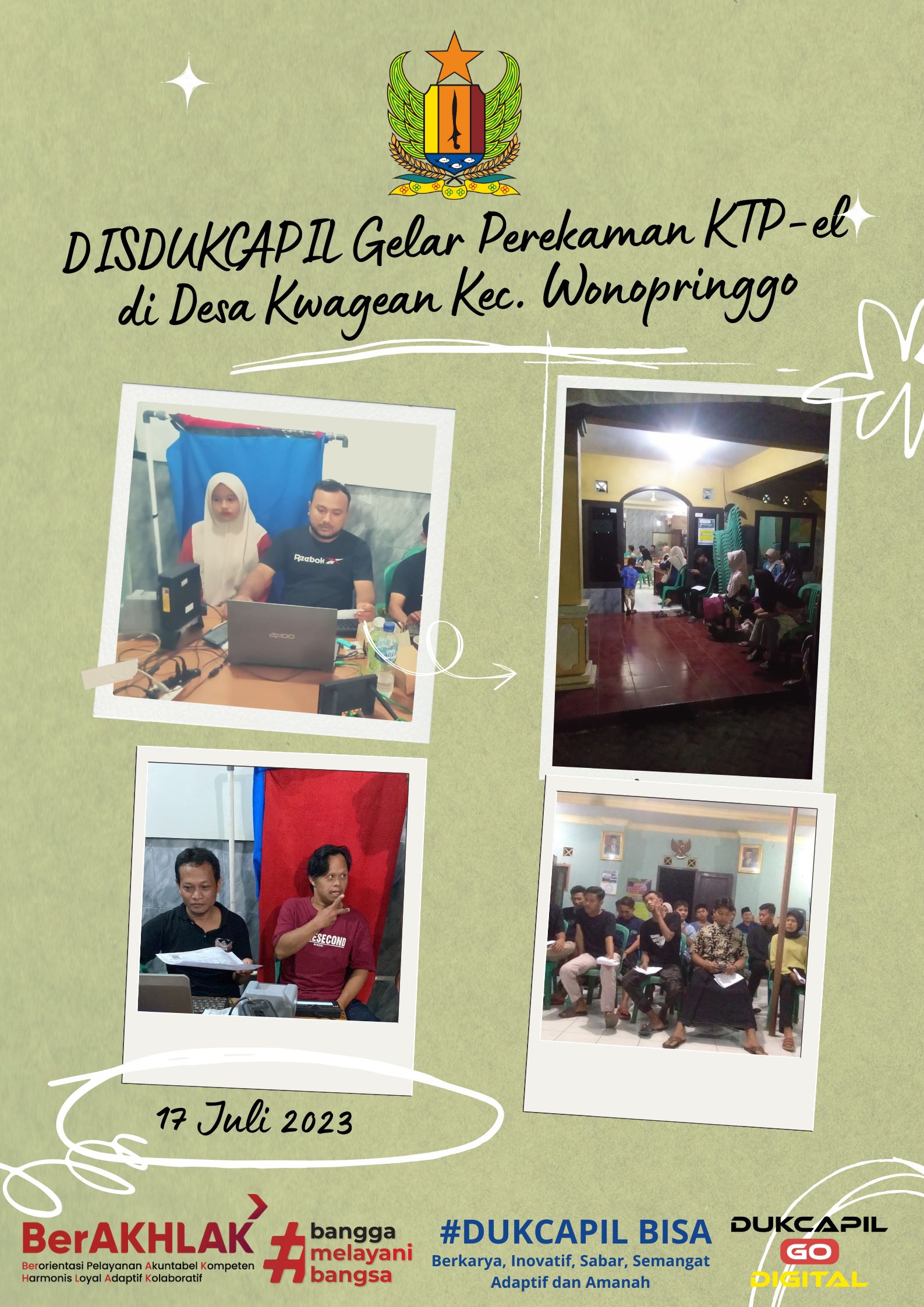Disdukcapil Gelar Perekaman KTP-el di Desa Kwagean Kec. Wonopringgo