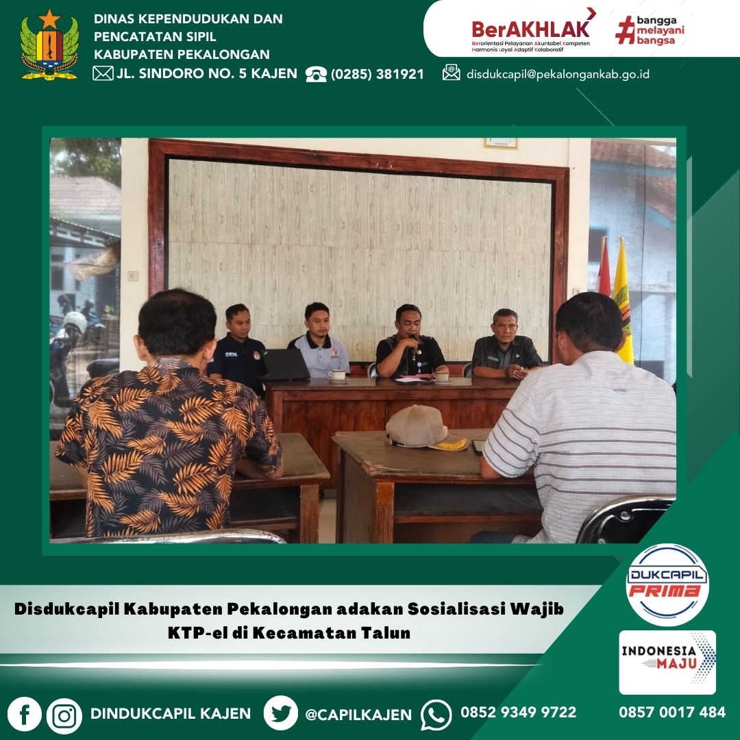 Disdukcapil Kabupaten Pekalongan adakan Sosialisasi Wajib KTP-el di Kecamatan Talun
